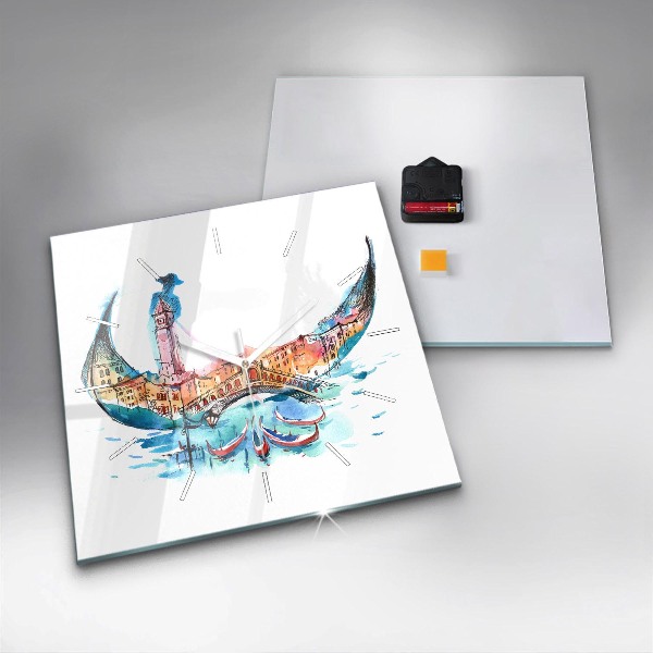 Square wall clock Italy - Venetian Gondola