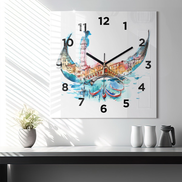 Square wall clock Italy - Venetian Gondola