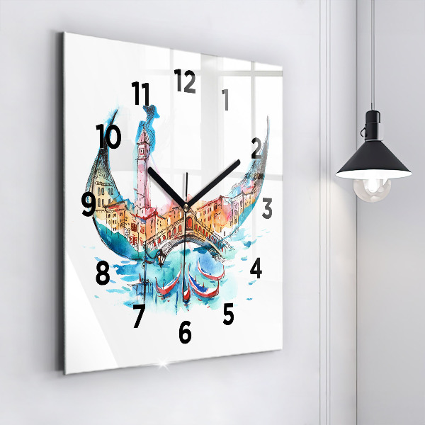 Square wall clock Italy - Venetian Gondola
