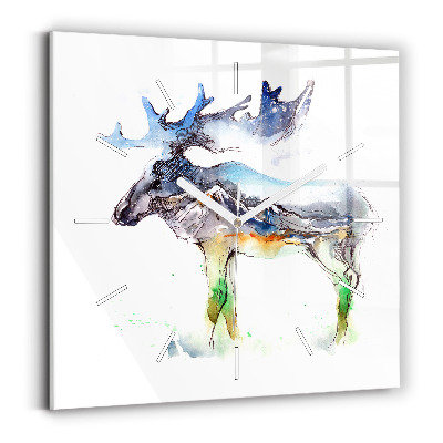 Square wall clock Moose and Mountain Landscape