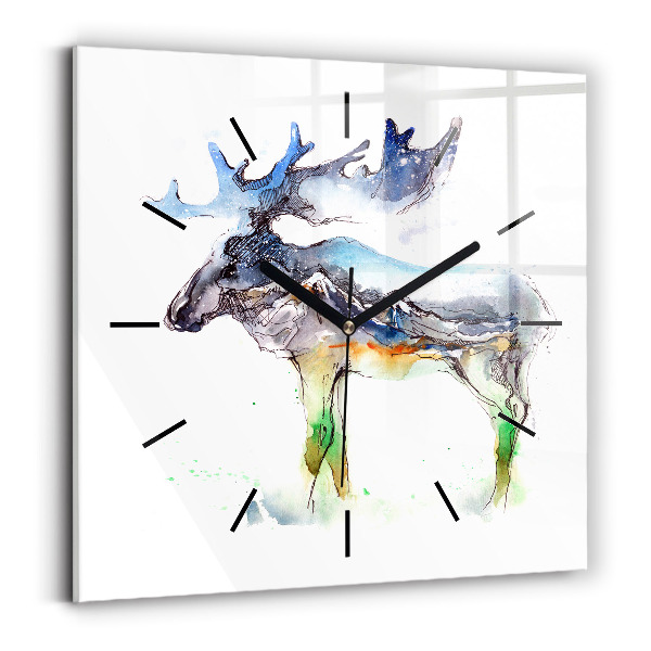 Square wall clock Moose and Mountain Landscape