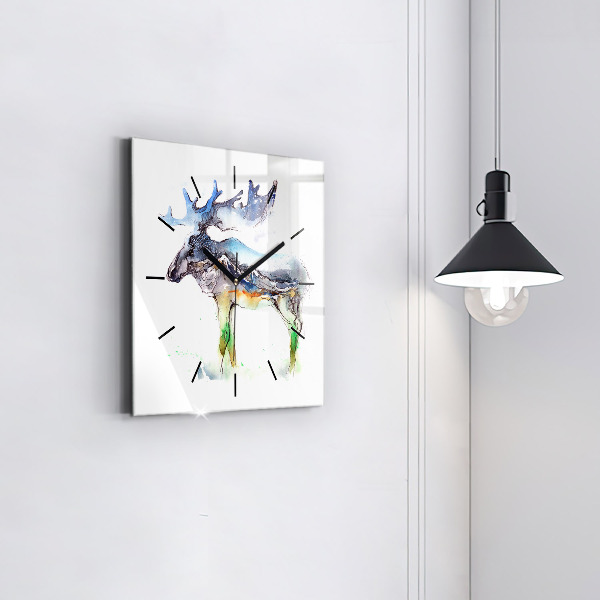 Square wall clock Moose and Mountain Landscape