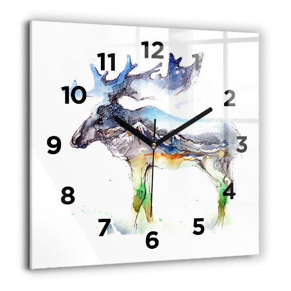 Square wall clock Moose and Mountain Landscape