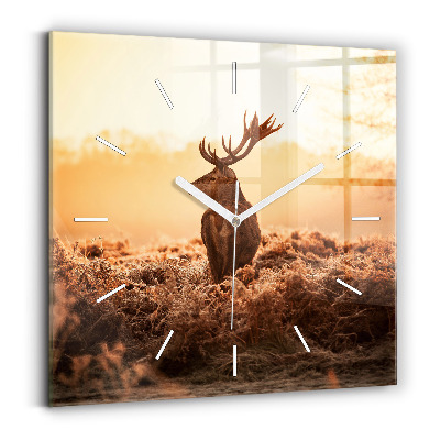 Square wall clock Deer at sunrise