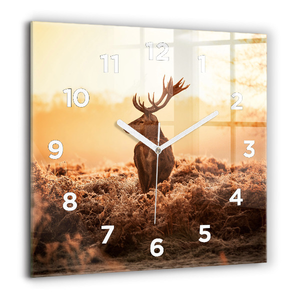 Square wall clock Deer at sunrise