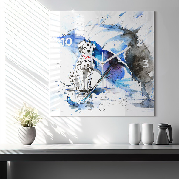 Square wall clock Dalmatian and Umbrella