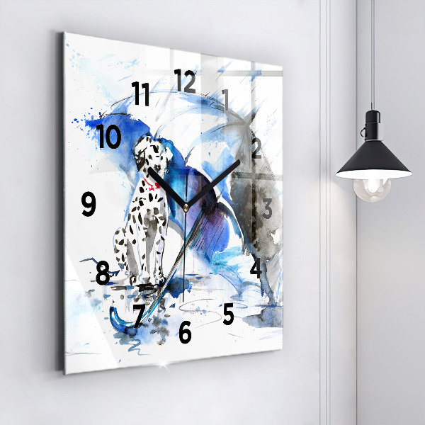 Square wall clock Dalmatian and Umbrella