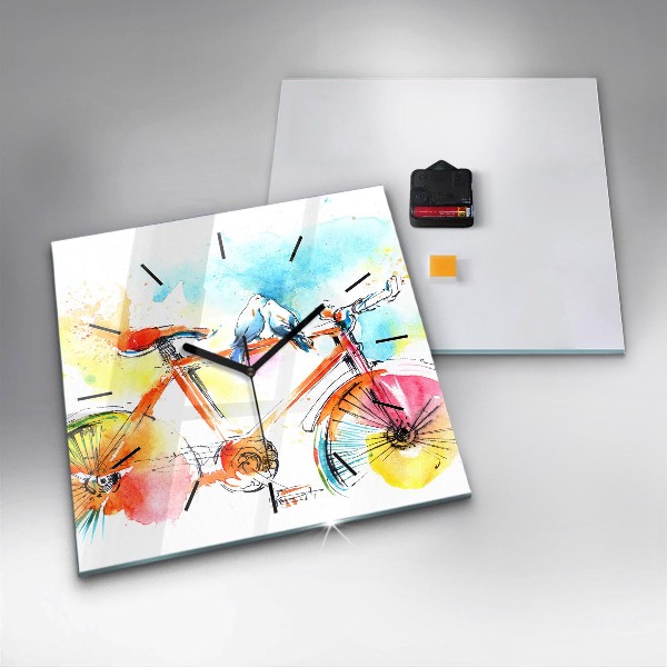 Square wall clock Painted bike