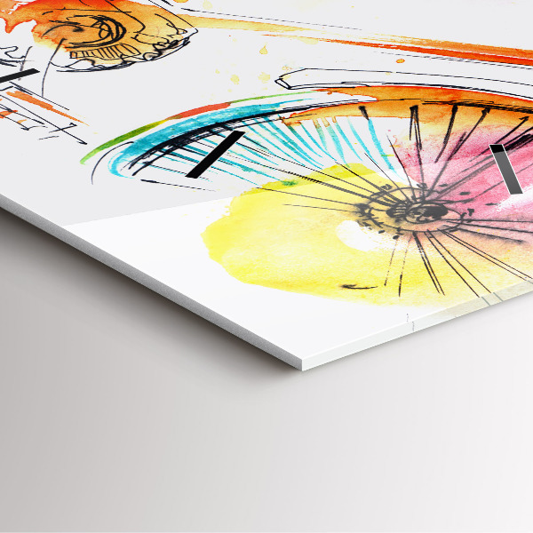 Square wall clock Painted bike