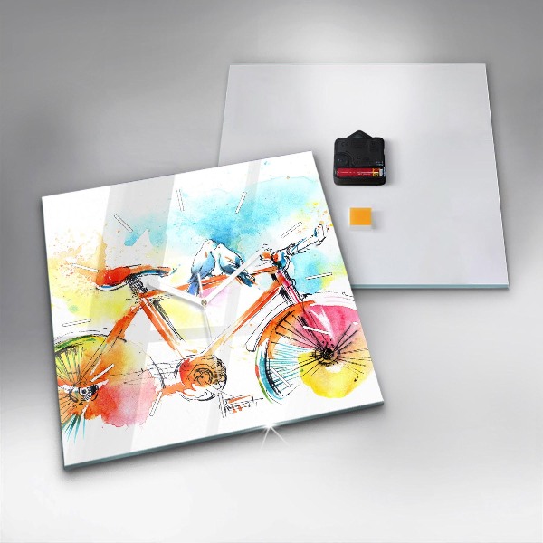 Square wall clock Painted bike