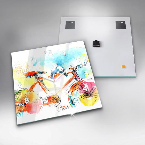 Square wall clock Painted bike