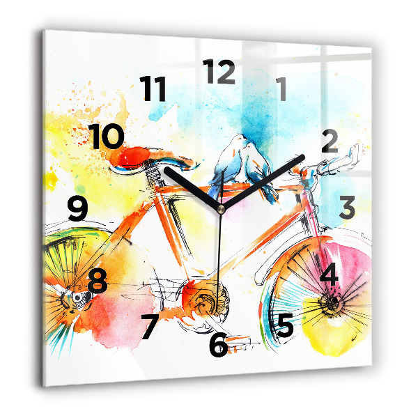 Square wall clock Painted bike