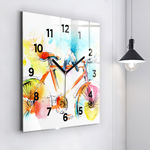 Square wall clock Painted bike