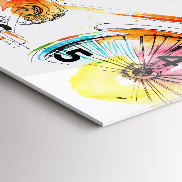 Square wall clock Painted bike