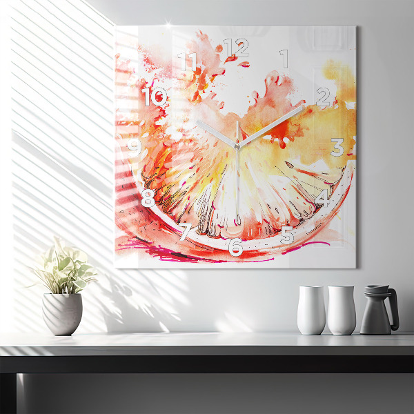 Square wall clock Painted orange