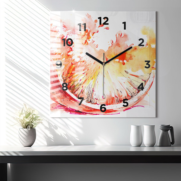 Square wall clock Painted orange