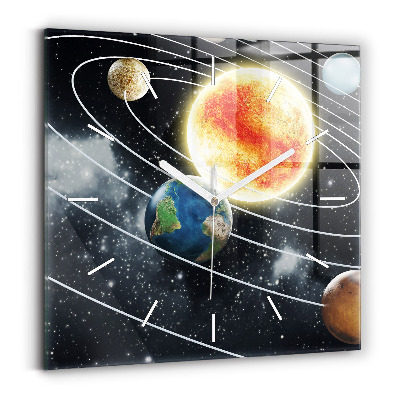 Square wall clock The solar system