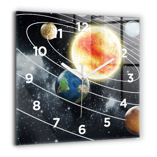 Square wall clock The solar system