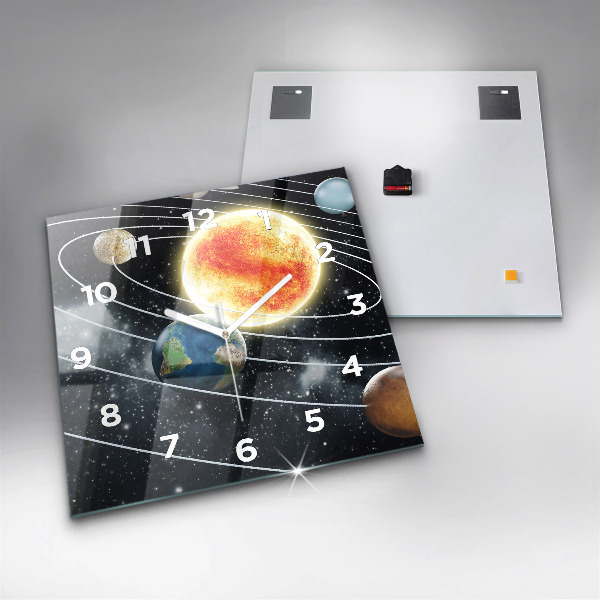 Square wall clock The solar system