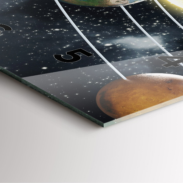 Square wall clock The solar system
