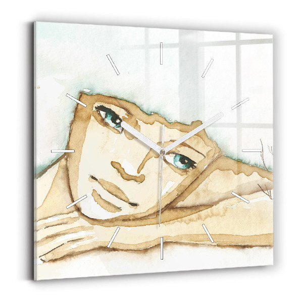 Square wall clock Portrait of a woman