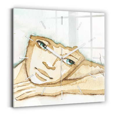 Square wall clock Portrait of a woman