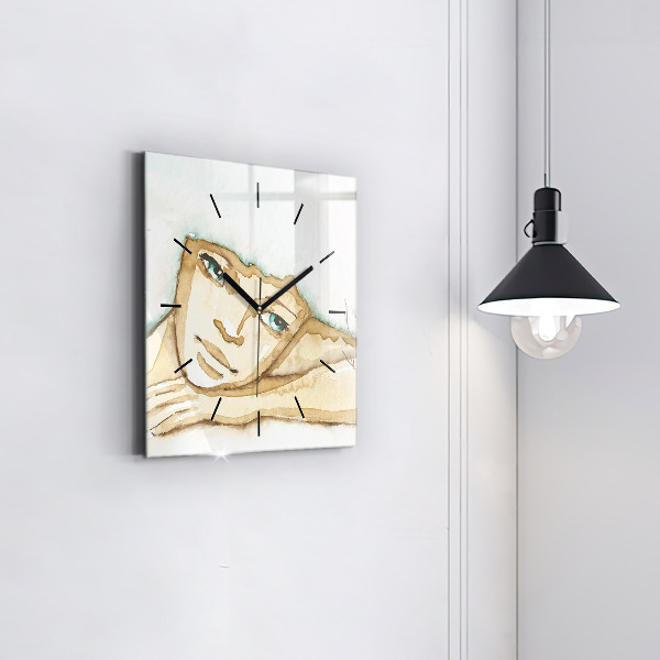 Square wall clock Portrait of a woman