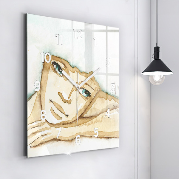 Square wall clock Portrait of a woman