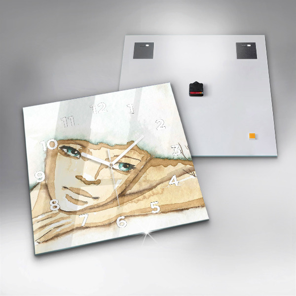 Square wall clock Portrait of a woman