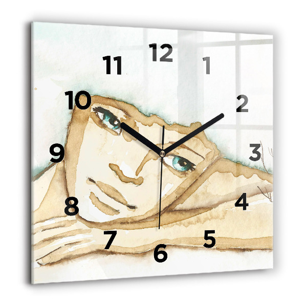 Square wall clock Portrait of a woman