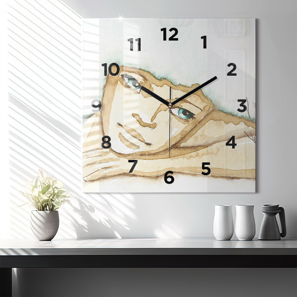 Square wall clock Portrait of a woman