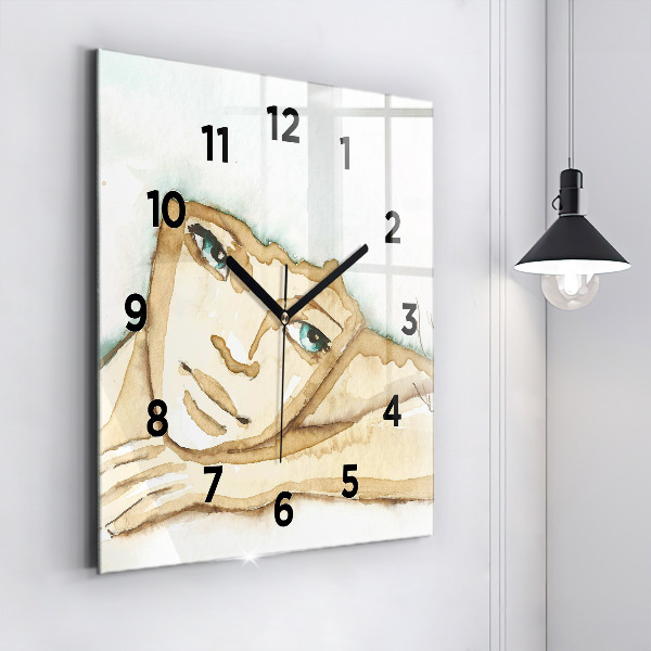 Square wall clock Portrait of a woman