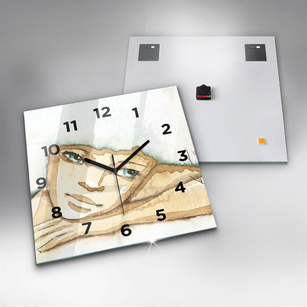 Square wall clock Portrait of a woman