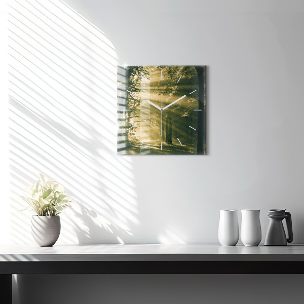 Square wall clock Sun Rays Forest