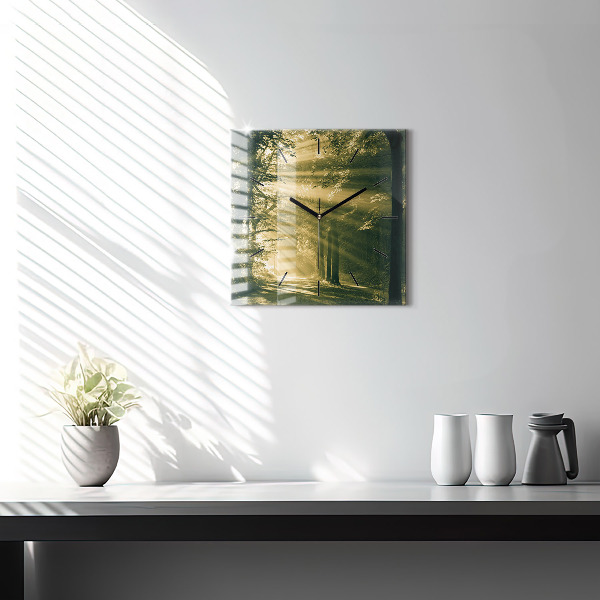 Square wall clock Sun Rays Forest