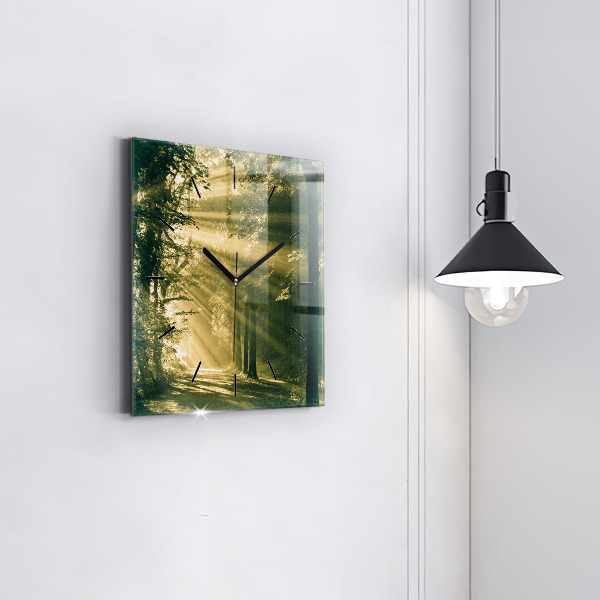 Square wall clock Sun Rays Forest