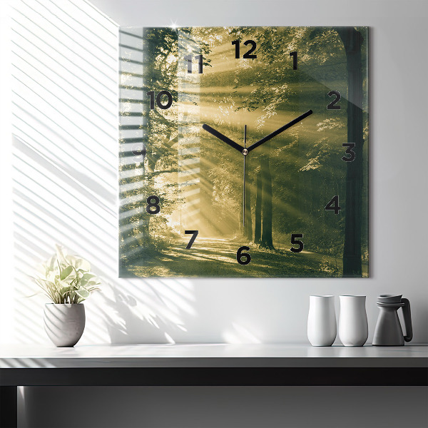 Square wall clock Sun Rays Forest