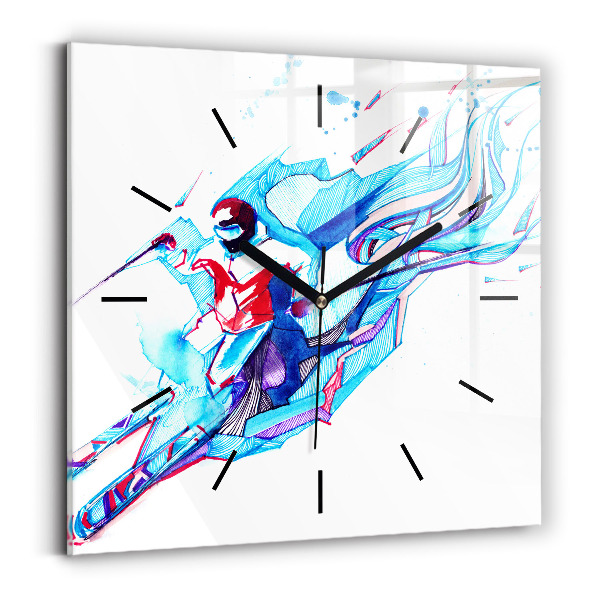Square wall clock Skier