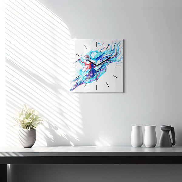 Square wall clock Skier