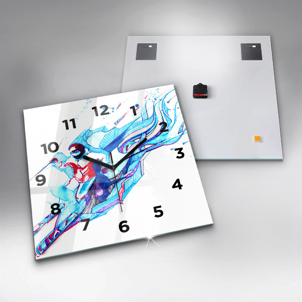 Square wall clock Skier