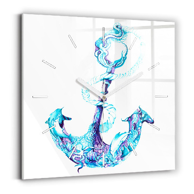 Square wall clock Sea anchor