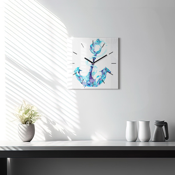 Square wall clock Sea anchor