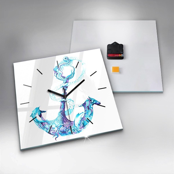 Square wall clock Sea anchor
