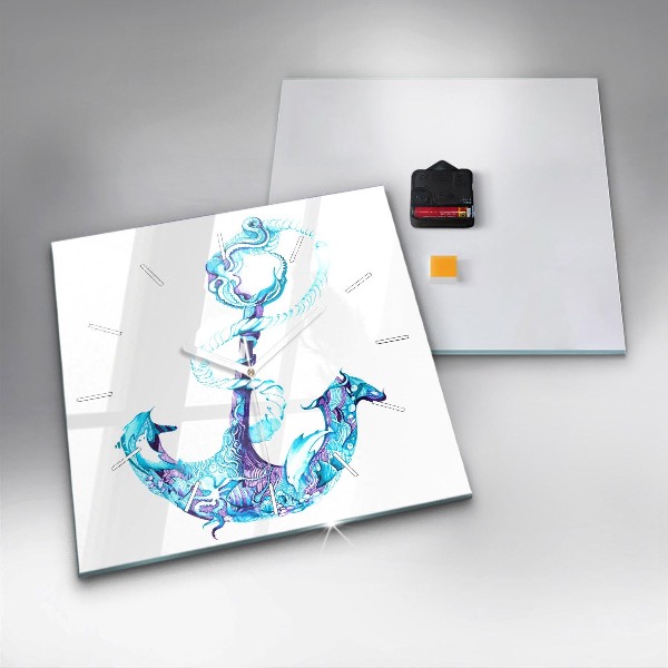 Square wall clock Sea anchor