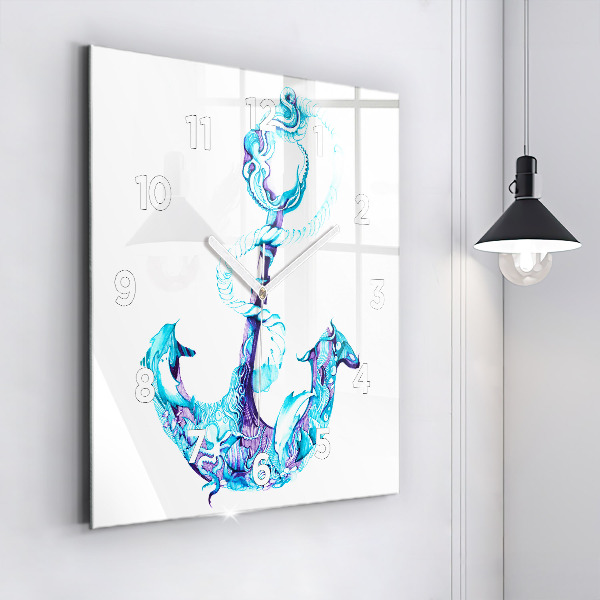 Square wall clock Sea anchor