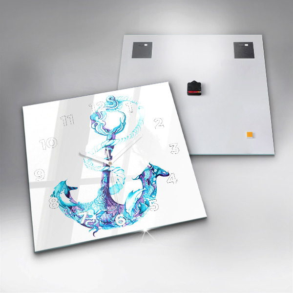Square wall clock Sea anchor