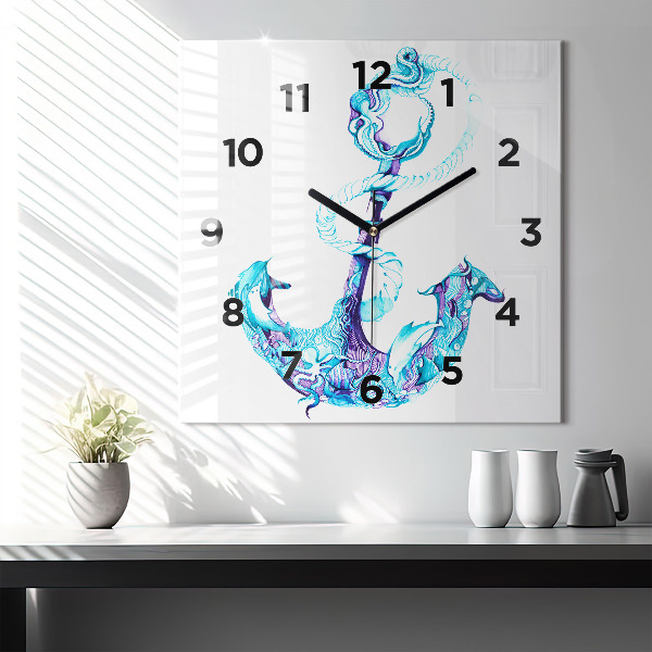 Square wall clock Sea anchor