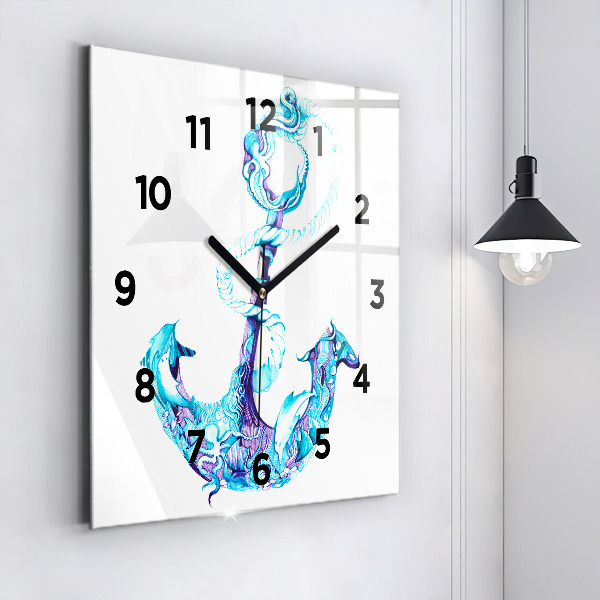Square wall clock Sea anchor