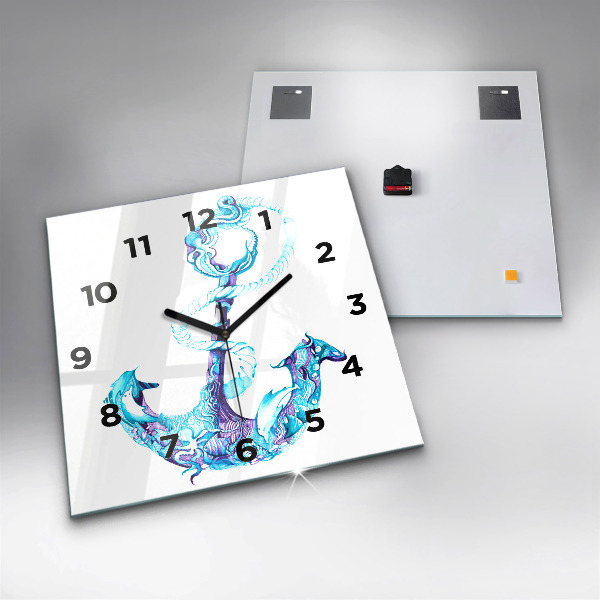 Square wall clock Sea anchor