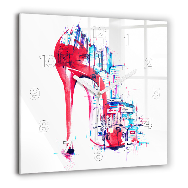 Square wall clock Red heel